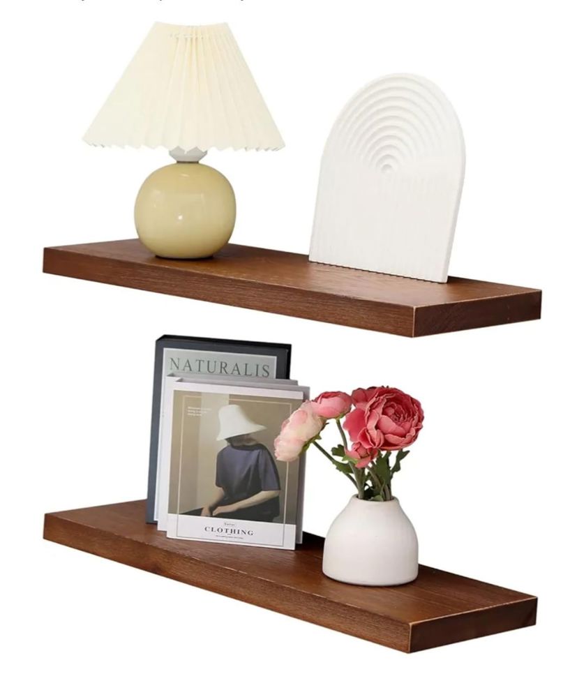 WELLAND Allen 8" Deep Floating Shelves Set of 2 Reclaimed Wood Wall Shelf Rustic Pine Wall Mount Shelf (Set of 2, 24 inch)