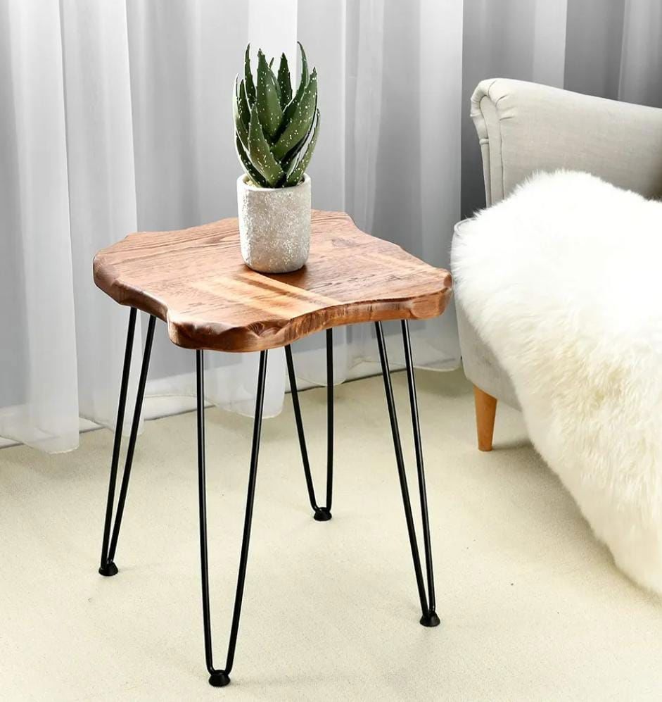 WELLAND Side Table for Living Room, End Table with Hairpin Legs for Bedroom, Farmhouse Decor, Heavy-duty Pine Wood Top in Espresso finish, Easy to Ass_thumbnail_1