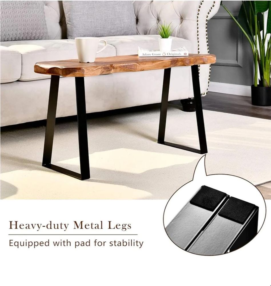 WELLAND Wood Entryway Bench with Metal Legs, Mid-Century Modern Bench for Living Room, Indoor, Porch, Farmhouse_thumbnail_0
