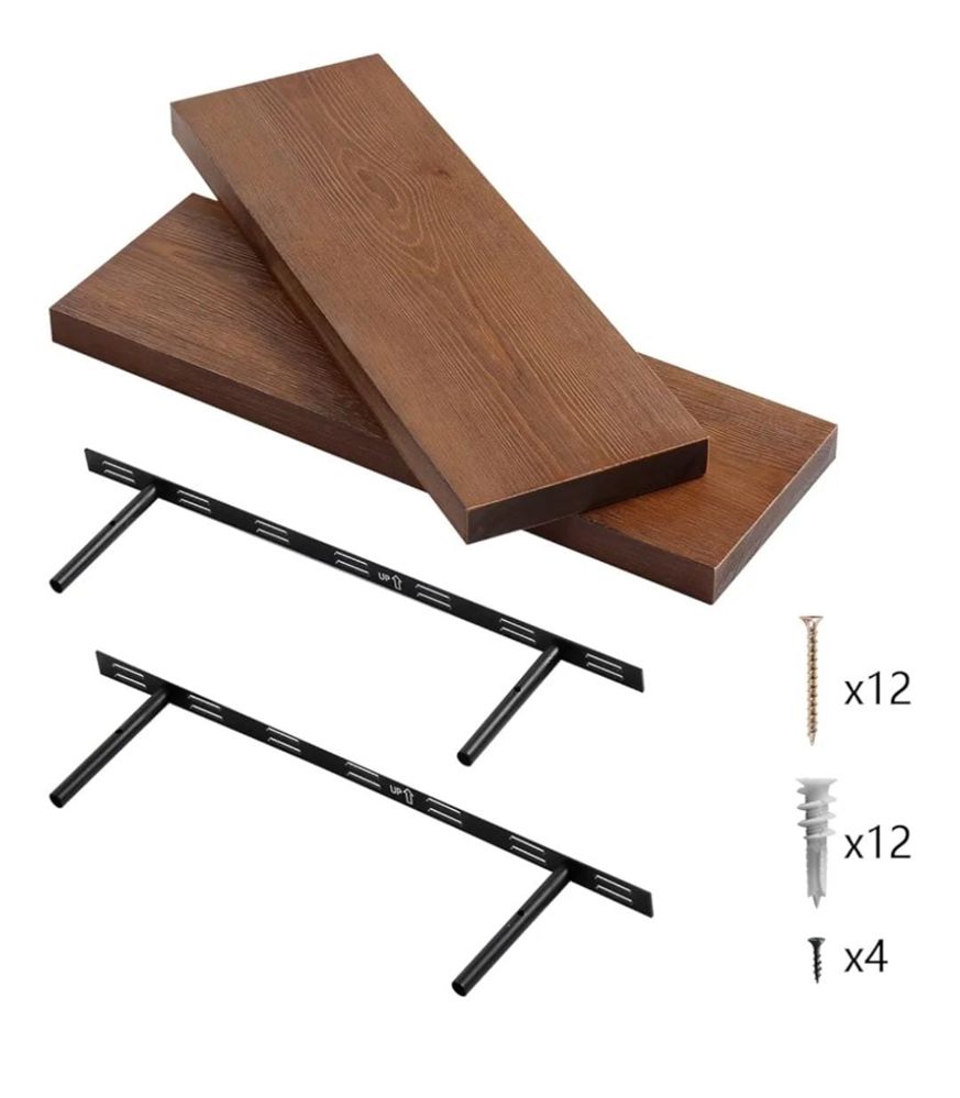 WELLAND Allen 8" Deep Floating Shelves Set of 2 Reclaimed Wood Wall Shelf Rustic Pine Wall Mount Shelf (Set of 2, 24 inch)_thumbnail_1